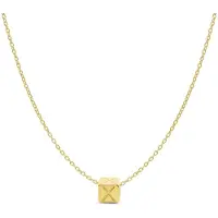 New Bling 9NBG-909X Gouden Letterhanger met Ketting - Letter X - Kubus - 4x4x4mm - Ankerschakel - 0,9 mm Breed - Lengte 38+4+3cm - 14 Karaat - Geelgoud