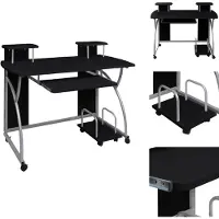 vidaXL Computerbureau zwart, 110x52x88,5 cm, houtvezel - Bureaus