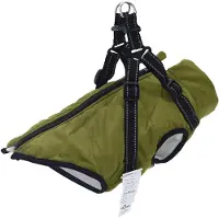 vidaXL Hondenjas met harnas waterdicht reflecterend legergroen L32
