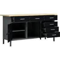 vidaXL Werkbank 160x60x85 cm staal zwart - Werkbank - Werkbanken - Werktafel - Werktafels