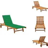 vidaXL Ligbed - Ligstoel - Ligbedden - Ligstoelen - Ligbed met kussen massief acaciahout