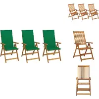 vidaXL Tuinstoel - Tuinstoelen - Tuin Stoel - Tuin Stoelen - Tuinstoelen 3 st inklapbaar met kussens massief acaciahout