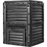 Vevor Compostbak van 300 L, UV-Bestendig Tuin Composteerbak met Vierzijdige Ventilatie, Extra Bovendeksel en Onderdeur, 80 Gallon, Voor Bladverzameling en Compostering