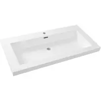 Bally Vision Cubic Wastafel Kunstmarmer 100x46cm Met 1 Kraangat Wit