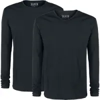 Black premium by emp Shirt met lange mouwen - Double Pack Black Long-Sleeve Tops with Crew Neck and V Neck - S tot 5XL - voor Mannen - zwart - Maat 4XL