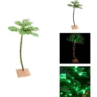 vidaXL Kunstpalm met LED-verlichting, warm wit licht, 72 LED's, 120 cm - Kerstbomen