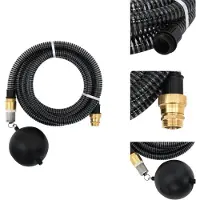 vidaXL Zuigslang - Zuigslangen - Slang - Slangen - Zuigslang met messing koppelingen 1,1'' 5 m PVC zwart