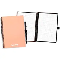 Bambook Colourful uitwisbaar notitieboek - Roze - A5 - Geruite pagina's - Duurzaam, herbruikbaar whiteboard schrift - Met 1 gratis stift
