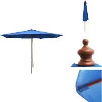 vidaXL Parasol - Parasols - Buitenparasol - Buitenparasols - Parasol met houten paal 350 cm blauw