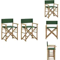 vidaXL Regisseursstoel - Regisseursstoelen - Stoel - Stoelen - Regisseursstoelen 2 st inklapbaar groen bamboe en stof