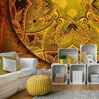 Artgeist Fotobehang - Mandala: Golden Poem