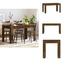 vidaXL Eettafel, gerookt eikenfineer, 140x74,5x76 cm, houtvezel - Eettafels
