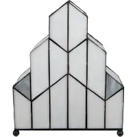 Clayre & Eef Tiffany tafellamp 5LL-6119, wit / opaal, Woon-/ Eetkamer, Glas, Tiffany, tafellamp