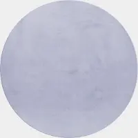 Muratap Pouffy fluffy hoogpolig rond vloerkleed uni kleur zilver woonkamer
