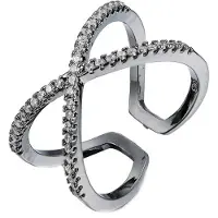 Everneed Scarlett Sort krydsring med klare zirconia sten (U)