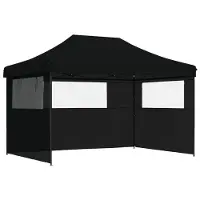 The Living Store De Living Store partytent, inklapbaar en opvouwbaar, met 3 zijpanelen, zwart
