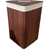 Ceruzo Bamboe Wasmand - Hoek Model - 72L - Vouwbaar - Deksel - 35 x 35 x H 60 cm- Bruin