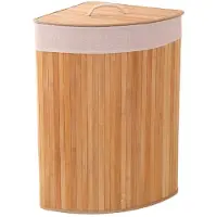 Ceruzo Bamboe Wasmand - Hoek Model - 72L - Vouwbaar - Deksel - 35 x 35 x H 60 cm- Naturel