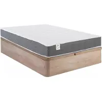 Vente-unique Set 140 x 200 cm bedbodem met opbergruimte, licht naturel + matras van HD-schuim met vormgeheugen en ademende 3D-strook, 18 cm dik - HEAVEN van YSMÉE