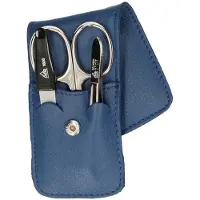 Erbe 3-delige manicure etui met drukknoopsluiting donkerblauw (erbe9071)