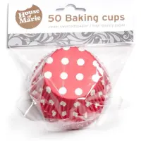 House of Marie Cupcake Vormpjes - Stip Rood - pk/50 - Baking Cups voor Muffins en Cupcakes