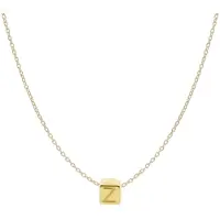 New Bling 9NBG-909Z Gouden Letterhanger met Ketting - Letter Z - Kubus - 4x4x4mm - Ankerschakel - 0,9 mm Breed - Lengte 38+4+3cm - 14 Karaat - Geelgoud