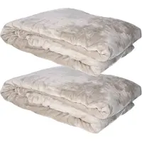 Atmosphera fleece dekens/fleeceplaids - 2x - grey - 180 x 230 cm - polyester - Molton Bankdeken