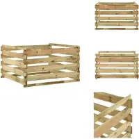 vidaXL Compostbak - Compostbakken - Composteerbak - Composteerbakken - Tuincompostbak gelat 120x120x70 cm geïmpregneerd grenenhout