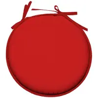 Stof Textile Home stoelkussens - rood - D40 x H3 cm - voor binnen - touwtjes sluiting - zitkussens plat - rond