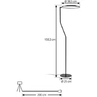 LINDBY LED-vloerlamp Rayon, zwart, Woon-/ Eetkamer, metaal, Modern, LED vloerlamp