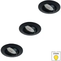 Lybardo - Inbouwspots extra klein 3-pack - Kantelbaar + LED Spot 3W - Warmwit Licht