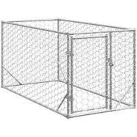 vidaXL Buitenren voor honden met deur, 2x1x1 meter, verzinkt staal