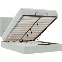vidaXL Ottoman bed met matrassen 140x190cm fluweel lichtgrijs