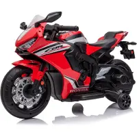 Sun baby Elektrische kindermotor CBR 1000RR, kindermotor 12V elektrisch kindervoertuig met 2 afneembare trainingswielen voor kinderen vanaf 3 jaar (Roze)