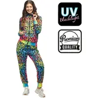 Boland - Trainingspak Leopard art babe UV (S) - Volwassenen - - 80s - 90s - foute party - grappig - retro trainingspak - neon