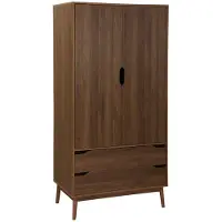 Sweeek Kledingkast met 2 deuren 2 lades hangruimte houtdecor 90cm Walnoothouteffect