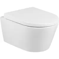 Qeramiq Urby Wandtoilet compact - 48.3x35x33cm - spoelrandloos - met zitting - glans wit sw1030602/sw439182
