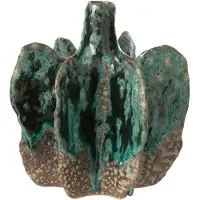 J-Line vaas Naga - keramiek - azuur/bruin - medium - Ø 18 cm
