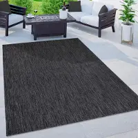 Flycarpets Veniro Effen Binnen en Buitenkleed Antraciet - 80x250 cm - Laagpolig Vloerkleed Buiten - Tuinkleed / Tuintapijt