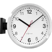 Nextime Double – Wandklok – 32.3 × 28 × 10 cm – Aluminium – Wit/Zwart – Stil