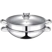 Baumalu 2-in-1 Wok - - All hobs including induction - Glass lid - 32 cm