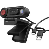 J5CREATE - Webcam - Full HD, USB 2.0 / USB-C poort / Schakelaar voor automatisch en handmatig scherpstellen