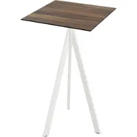 Essentials Infinity Tripod Statafel Wit Frame + Tropical Wood HPL 70x70 cm - 140051277 - Horeca & Professioneel