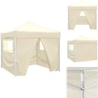 vidaXL Partytent met 4 wanden, 3 x 3 meter, crèmekleurig - Partytenten