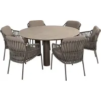 4 Seasons Outdoor Arizona Capalbio dining tuinset 160xH75 cm rond 7 delig keramiek terre