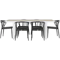 Ebuy24 MerloStina tuinmeubelset 1 eettafel, 6 stoelen wit.