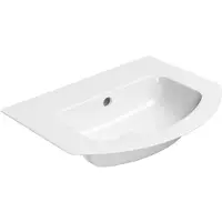 GSI Pura Slim keramische wastafel gebogen 62x48cm, geslepen onderrand, zonder kraangat, wit ExtraGlaze