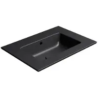 GSI Pura Keramische wastafel Slim 62x46cm, zonder kraangat, mat zwart
