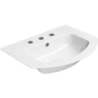 GSI Pura Slim keramische wastafel gebogen 62x48cm, 3 kraangaten, wit ExtraGlaze