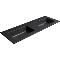 Sapho Dubbele wastafel keramiek zonder kraan gat pura 122x46 cm mat zwart